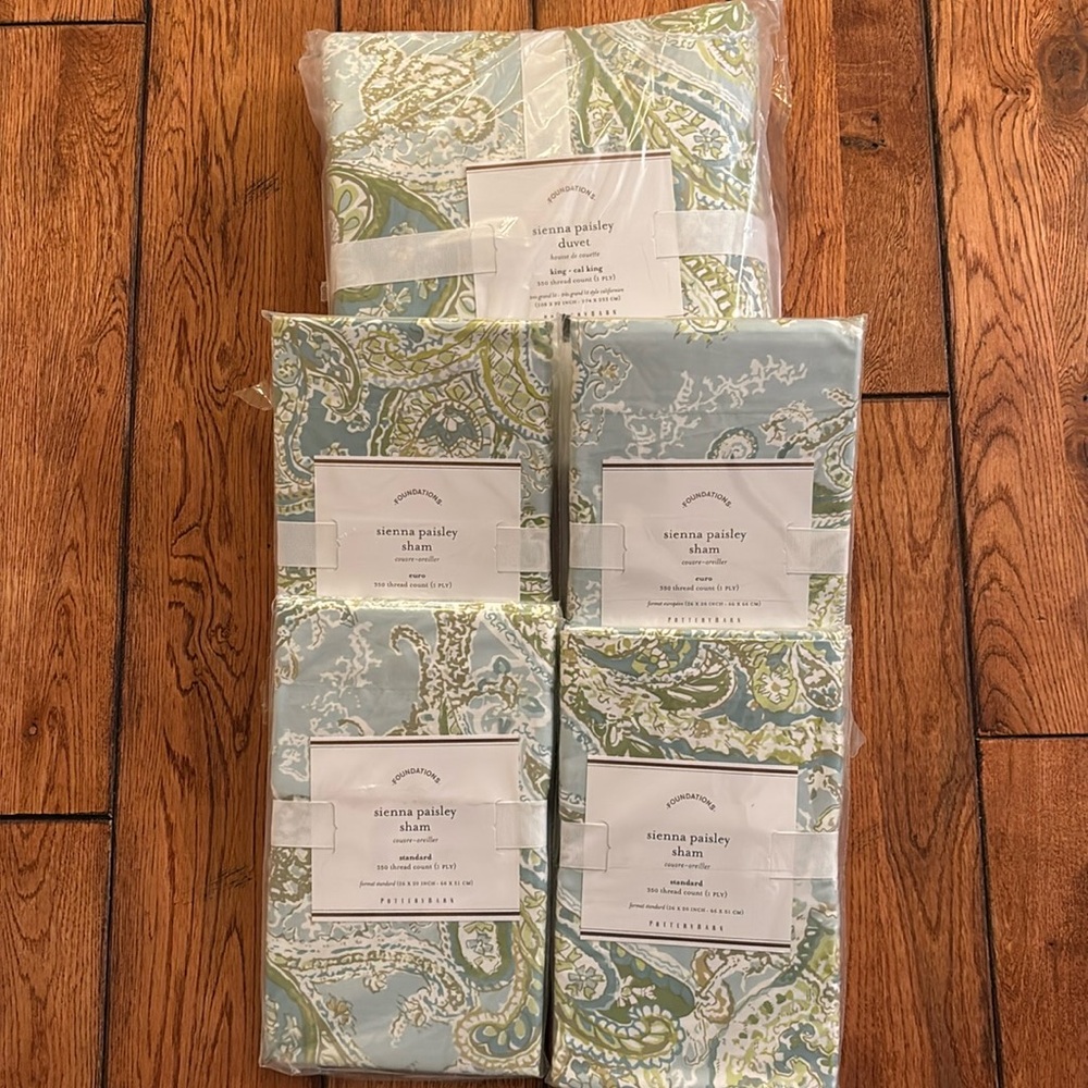 Pottery Barn NIP NEW Sienna Paisley King/Cal King Duvet with 4 Shams